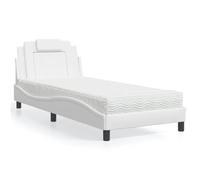 YUOTYRKTEJRSG Similicuir Lavable Chambre à Coucher Viana Blanc 80 x 200 cm | Lit avec matelas 80x200 cm blanc similicuir Viana cododo tête de lit rembourrée sommier lattes mousse
