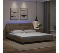 YUOTYRKTEJRSG Similicuir LED Hvar 180x200 cm Brun | Cadre de lit avec LED similicuir cappuccino 180x200 cm Hvar sans matelas