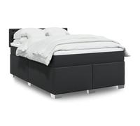 YUOTYRKTEJRSG Similicuir Ressorts ensachés Lit avec sommier Noir 140x190 cm | Sommier à lattes avec matelas ressorts ensachés Noir 140x190 cm Similicuir lit adulte tête de lit confort
