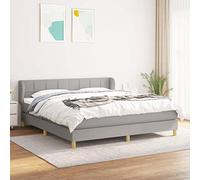 YUOTYRKTEJRSG Sommier à Lattes avec Matelas 160x200cm Lit Complet Tissu Gris Clair Tête de réglable Ressorts ensachés Protecteur Doux Confort Ferme Dormir paisible Lit Cadre Bois