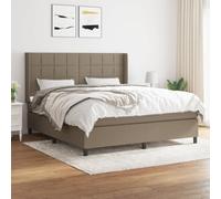 YUOTYRKTEJRSG Sommier à Lattes avec Matelas à Ressorts ensachés Taupe 180x200 cm Tissu lit Complet tête de lit réglable, literie Confortable pour Chambre Adulte, surmatelas Moelleux Inclus