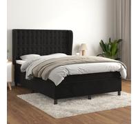 YUOTYRKTEJRSG Sommier à Lattes avec Matelas et surmatelas Noir 140x190 cm Velours Luxe Tête de lit réglable Ressorts ensachés