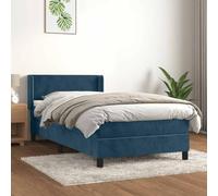 YUOTYRKTEJRSG Sommier à Lattes avec Matelas Ressorts ensachés 90 x 200 cm Bleu foncé Cadre de lit en Velours avec tête de lit réglable Literie Confortable pour Chambre à Coucher