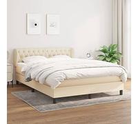 YUOTYRKTEJRSG Sommier à Lattes avec Matelas Ressorts ensachés Crème 140x190 cm, Literie complète avec tête de lit réglable, lit Tissu Double Confort pour Chambre Adulte