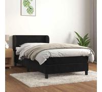 YUOTYRKTEJRSG Sommier à Lattes avec Matelas Ressorts ensachés Noir 90x200 cm Velours lit Complet tête de lit réglable Soutien Dos Confortable Relaxation Couchage literie Chambre Adulte