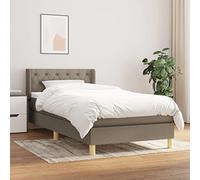 YUOTYRKTEJRSG Sommier à Lattes avec Matelas Taupe 80x200 cm Tissu Et Tête De Lit Réglable Lit Complet avec Ressorts Ensachés Et Surmatelas pour Relaxation Durable Décoration Chambre