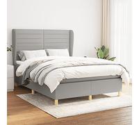 YUOTYRKTEJRSG Sommier à Lattes de lit avec Matelas à Ressorts ensachés Gris Clair 140x190cm Tissu literie Confortable Support Ferme tête de lit réglable surmatelas Mousse Livraison complète
