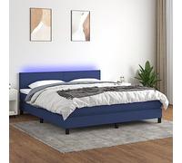 YUOTYRKTEJRSG Sommier à Lattes de lit avec Matelas LED Bleu 180x200 cm Tissu Tete Relevable Durable Tapissier Lit Double RGB Lumineux Poutre