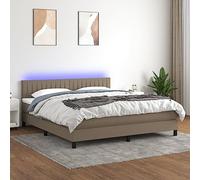 YUOTYRKTEJRSG Sommier à Lattes de lit avec Matelas LED Taupe 160x200 cm Tissu Complet avec Tête de Lit Réglable et Bande Lumineuse pour Chambre à Coucher