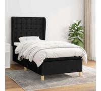 YUOTYRKTEJRSG Sommier à Lattes de lit avec Matelas Noir 90x190 cm Tissu Ensemble Complet Comprenant Cadre tête de lit réglable, Matelas Ressorts ensachés et surmatelas Protecteur Doux Peau