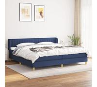 YUOTYRKTEJRSG Sommier à Lattes de lit avec Matelas Ressorts ensachés Bleu 200x200 cm Tissu Cadre Bois Massif tête réglable pour Support Dos Lecture télévision Sommeil réparateur