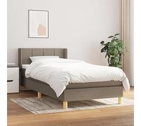 YUOTYRKTEJRSG Sommier à Lattes de lit avec Matelas Ressorts ensachés et surmatelas Taupe 90x200 cm Tissu literie complète réglable pour Chambre Adulte Confort