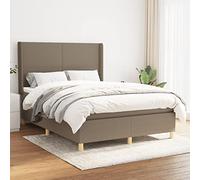 YUOTYRKTEJRSG Sommier à Lattes de lit avec Matelas Taupe 140x190 cm Tissu Literie complète Tête de lit réglable Matelas à Ressorts ensachés Support Ferme Confort Nuit réparatrice Chambre Adulte