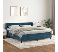 YUOTYRKTEJRSG Sommier à Lattes de lit et Matelas Bleu foncé 180x200cm Velours literie complète avec Tete de lit reglable et surmatelas Mousse Confort Nuit paisible