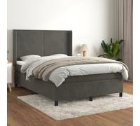 YUOTYRKTEJRSG Sommier à Lattes de lit et Matelas Gris foncé 140x190cm Velours Luxe avec tête de réglable et surmatelas Mousse pour Chambre Adulte lit Complet sommier