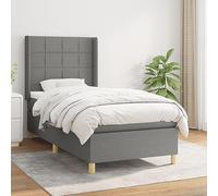 YUOTYRKTEJRSG Sommier à Lattes et Matelas à Ressorts ensachés Gris foncé 90x190 cm Tissu Respirant avec tête de lit réglable et surmatelas Mousse, lit Complet Confortable pour Chambre Adulte