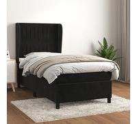 YUOTYRKTEJRSG Sommier à Lattes et Matelas Ressorts ensachés Noir 80x200 cm Velours avec tête de lit réglable protège-Matelas Confortable pour Chambre Adulte Sommeil réparateur