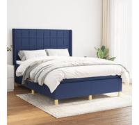 YUOTYRKTEJRSG Sommier à Lattes lit avec Matelas Ressorts ensachés Bleu 140x190 cm Tissu literie Complet Soutien Dos réglable Confort Nuit réparatrice Livraison Facile