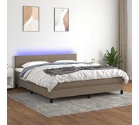 YUOTYRKTEJRSG Sommier à Lattes lit Matelas LED Taupe 160x200cm Tissu Respirant tête de lit réglable Bande Lumineuse colorée Ressorts ensachés surmatelas Doux Chambre Adulte