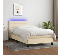 YUOTYRKTEJRSG Sommier a lettes Con materasso LED a Nastro Colorato Tela 90x190 cm letto matrimoniale Con testiera regolabile salvaspazio Camera da letto