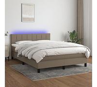 YUOTYRKTEJRSG Sommier Con testiera regolabile letto Con materasso LED Taupe 140x190 cm Tissuto letto Singolo Con materasso a Molle insacchettate e Topper comodità Bianco