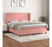 YUOTYRKTEJRSG Sommier Lattes avec Matelas Ressorts ensachés Rose 160x200 cm Velours Tête de lit réglable Lit Complet avec surmatelas et protège-Matelas pour Chambre Adulte ou Enfant