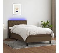 YUOTYRKTEJRSG Sommier Lattes Lit avec Matelas Ressorts Ensachés LED Marron Foncé 80x200cm Tête de Lit Réglable Sommeil Réparateur Chambre Adulte USB Inclus Surmatelas Mousse