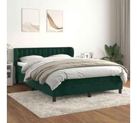 YUOTYRKTEJRSG Sommier Lattes lit Matelas 140x190cm Vert foncé Velours avec tête de lit réglable Matelas Ressorts ensachés Support Ferme Confortable literie complète Chambre à Coucher