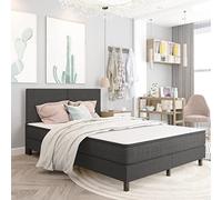 YUOTYRKTEJRSG Sommier tapissier Gris foncé 160x200 cm avec Matelas Ressort et surmatelas Amovible, Cadre MDF métal, Soutien Optimal, sommier Amortisseur 20 cm