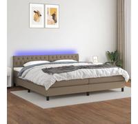 YUOTYRKTEJRSG Sommier Tapissier Lit Complet avec Matelas Ressorts Ensachés Et LED Taupe 200x200cm Tissu Tête De Réglable Surmatelas 5cm Durable Confort Lit Double Chambre À Coucher