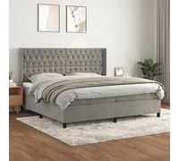 YUOTYRKTEJRSG Sommiero a Latte letto Con materasso Gris Clair 200x200cm Velours letto matrimoniale Con testiera regolabile e contenitore