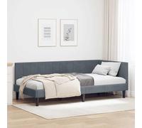 YUOTYRKTEJRSG Tissu Doux Angle modulable Gris 90 cm x 200 cm | Cadre de lit d'angle Gris foncé 90x200 Velours avec sommier à lattes, d'appoint gain de place, tête de lit réversible, design