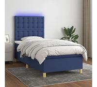 YUOTYRKTEJRSG Tissu réglable LED Ressorts ensachés Bleu 90x190 cm | Sommier tapissier lit complet matelas LED bleu 90x190 cm tissu tête réglable