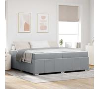 YUOTYRKTEJRSG Tissu Respirant et Bois Design Minimaliste Gris 200 x 200 cm | Cadre de lit avec matelas Gris clair 200 x 200 cm tissu lit complet moderne sommier lattes inclus ensemble literie