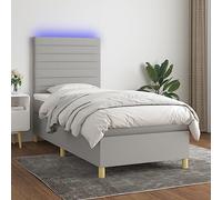 YUOTYRKTEJRSG Tissu Respirant tapissier LED réglable 90x190 Gris | Sommier tapissier avec matelas LED Gris clair 90x190 cm lit canapé literie réglable头