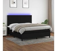YUOTYRKTEJRSG Tissu tapissier réglable LED Noir 180x200 cm | Sommier lit matelas LED Noir 180x200 cm Tissu tete reglable ressorts ensaches