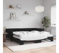 YUOTYRKTEJRSG Velours 2 en 1 avec lit gigogne Noir 100x200 cm | Lit de jour avec lit gigogne et matelas noir 100x200 cm velours canape convertible 2 en 1 pour salon chambre