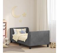 YUOTYRKTEJRSG Velours côtelé avec rangements Gris 80 x 160 cm | Cadre de lit enfant avec tête de Gris foncé moderne solide lit bébé fille garçon chambre châssis métal montage facile