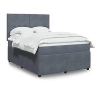 YUOTYRKTEJRSG Velours Doux Ressorts ensachés indépendants Gris 160x200cm | Sommier à lattes avec Matelas à Ressorts Ensachés et Surmatelas Velours Gris Foncé 160x200cm, Lit avec Tête de Lit Réglable