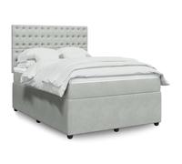 YUOTYRKTEJRSG Velours Doux Ressorts ensachés indépendants Gris 160x200cm | Sommier à lattes avec tête de lit réglable, matelas à ressorts ensachés 160x200cm et surmatelas mousse, lit velours gris