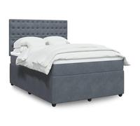 YUOTYRKTEJRSG Velours Doux Ressorts ensachés Lit sommier 160x200 cm Gris | Sommier Lit avec Matelas 160x200 Gris Fonce Velours Tete de Lit Reglable LED Surmatelas Ressorts Ensaches Chambre