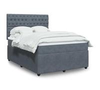 YUOTYRKTEJRSG Velours Doux Ressorts ensachés Lit sommier Gris 160x200cm | Sommier à lattes de lit et matelas en velours gris foncé 160x200cm avec surmatelas, tête de lit réglable ressorts ensachés,