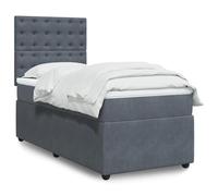YUOTYRKTEJRSG Velours Doux Ressorts ensachés Lit sommier Gris 90x190 cm | Sommier a lattes avec Tete de lit et Matelas a Ressorts Ensaches 90x190 cm Gris Fonce Velours Surmatelas Mousse