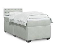 YUOTYRKTEJRSG Velours Doux Ressorts ensachés Lit sommier Gris 90x200 cm | Sommier lattes lit matelas 90x200 Gris clair Velours avec tête de lit surmatelas ressorts ensachés