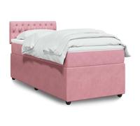 YUOTYRKTEJRSG Velours Doux Ressorts ensachés Lit sommier Rose 90x200cm | Lit sommier à lattes avec matelas 90x200 cm, rose velours, LED, surmatelas confortable