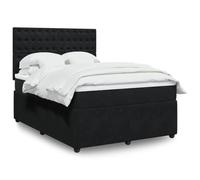 YUOTYRKTEJRSG Velours Doux Ressorts ensachés Sommier 140x200 cm Noir | Sommier à lattes avec matelas 140x200 Noir Velours Tête de lit réglable Ressorts ensachés Surmatelas