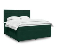 YUOTYRKTEJRSG Velours Doux Ressorts ensachés Sommier 180x200cm Vert | Sommier à lattes avec Matelas Ressorts Ensachés et Surmatelas Vert foncé 180x200cm Velours LED Tête de lit Réglable