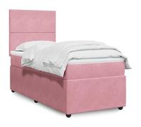YUOTYRKTEJRSG Velours Doux Ressorts ensachés Sommier 80x200 cm Rose | Sommier à Lattes avec Matelas Rose 80x200 cm Velours Lit Complet Tête de Lit Réglable Surmatelas Ressorts Ensachés Chambre