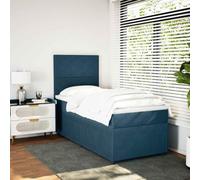 YUOTYRKTEJRSG Velours Doux Ressorts ensachés Sommier Matelas Bleu 90x190 cm | Sommier a lattes avec matelas bleu 90x190 cm velours, Lit complet avec tete de lit reglable, LED USB et surmatelas, Cadre en