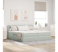 YUOTYRKTEJRSG Velours hydraulique relevable Gris 90 x 200 cm | Lit de Rangement avec Matelas Gris clair 90x200 cm, Sommier à Levage Hydraulique avec Tête de Lit, Cadre en Métal et Velours,